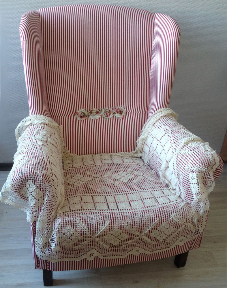 Кресло полосатое с Розами Прованс