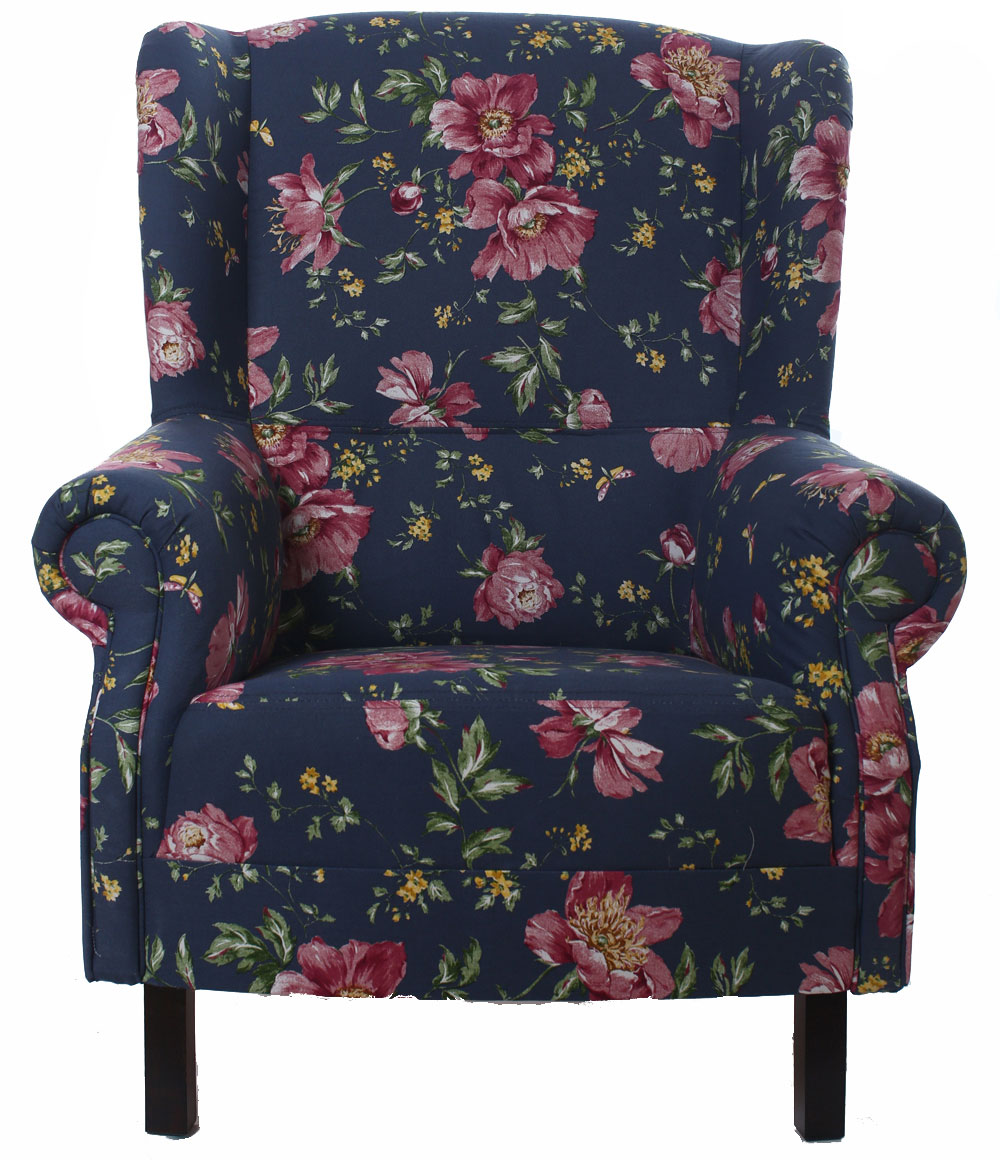 Синее кресло с цветами