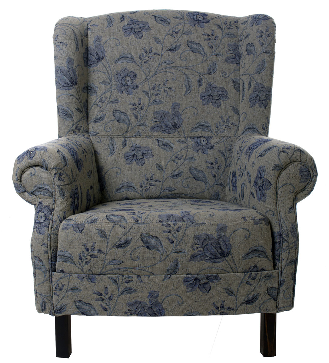 голубое кресло с обивкой из льна