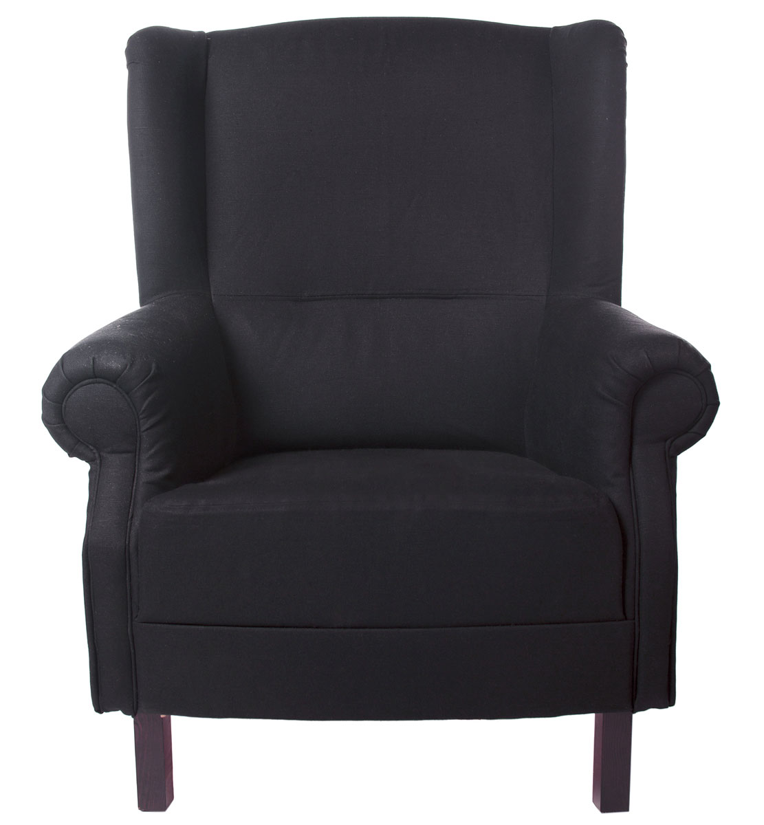 Черное кресло с обивкой из льна
