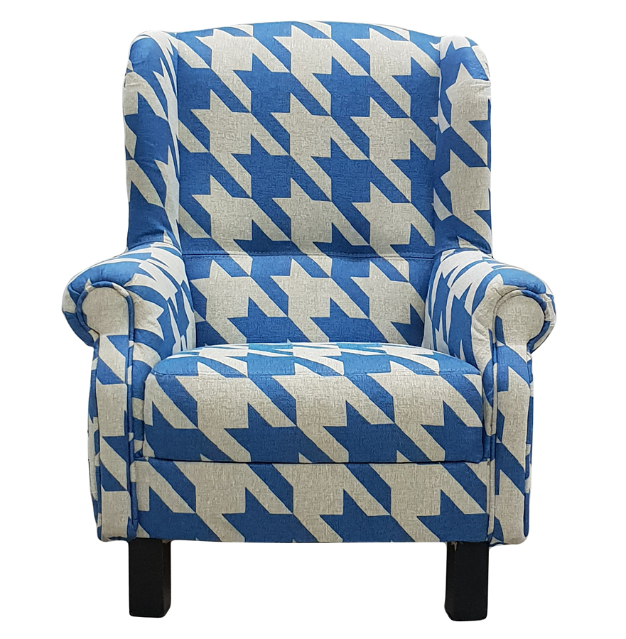 Кресло обивка гобелен с сине-белым орнаментом