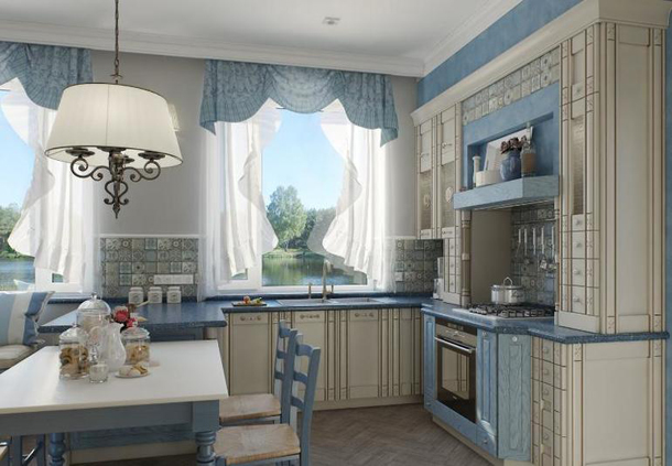 Голубые шторы прованс на кухню шторы прованс на кухню