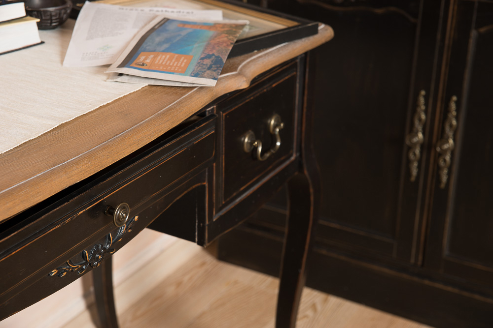 стол письменный деревянный черный с ящиками