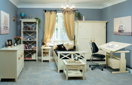 Белая кровать с ящиками кантри Белая кровать с ящиками кантри